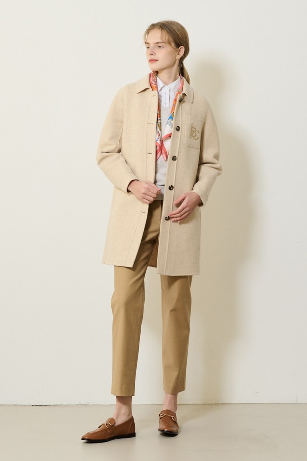 BCBG - 코트 - [23SP] 울 멜란지 하프 코트_L/Beige B3S1H80171