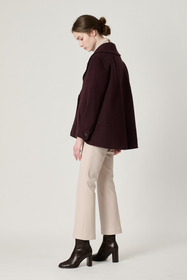 BCBG - 코트 / 패딩 - [22WT] 라마 블랜딩 핸드메이드 코트_Burgundy B2W9G19025