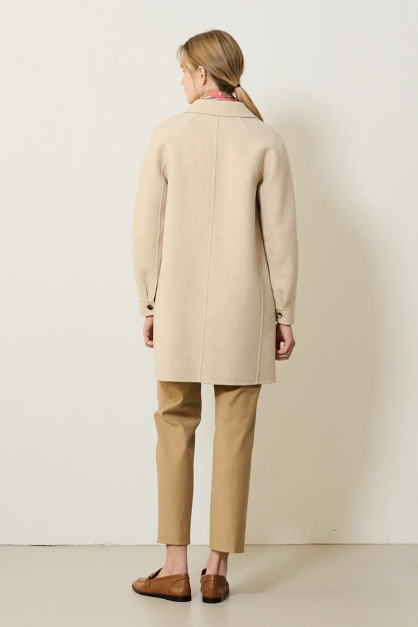 BCBG - 코트 - [23SP] 울 멜란지 하프 코트_L/Beige B3S1H80171