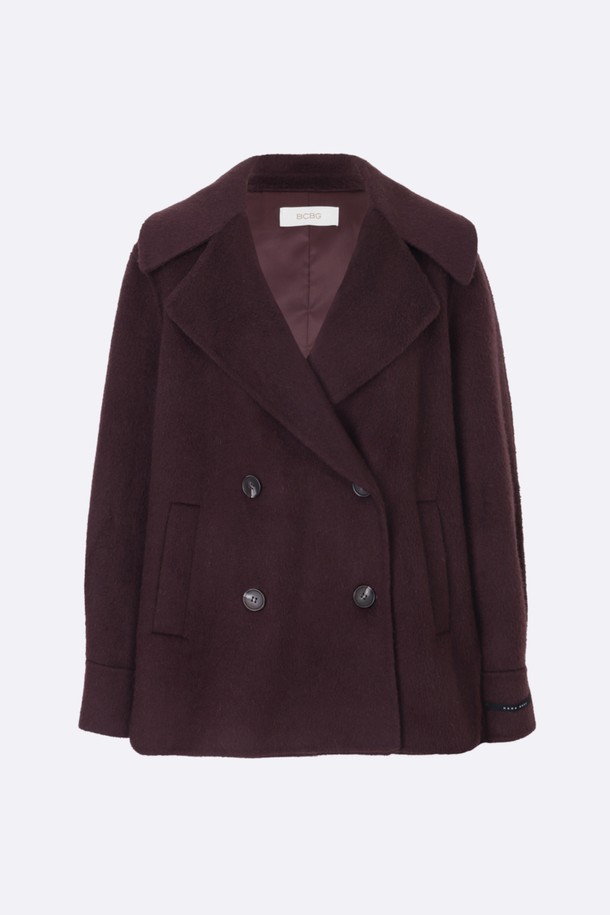 BCBG - 코트 / 패딩 - [22WT] 라마 블랜딩 핸드메이드 코트_Burgundy B2W9G19025