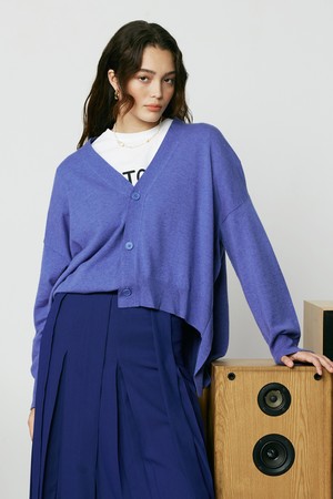 [21FW] BACK BUTTON UNBALANCE KNIT CARDIGAN_M/Blue [U1F0K201/53]