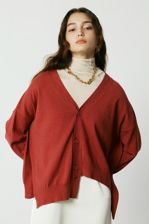 [21FW] BACK BUTTON UNBALANCE KNIT CARDIGAN_Red [U1F0K201/24]