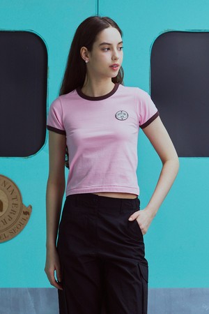 [23SS] RUGBY LOGO CONTRAST T-SHIRT_PINK [U3S0X40222]