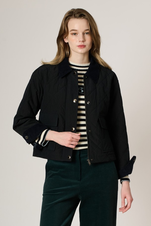 BCBG - 점퍼 - [23FW]퀼팅 크롭 점퍼 - Dark Navy B3W9R13456