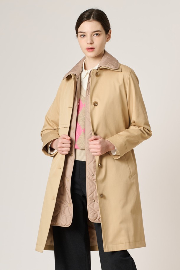 BCBG - 코트 / 패딩 - [24SP]퀼팅 라이너 트랜치 코트 - M/BEIGE B4S2N72572