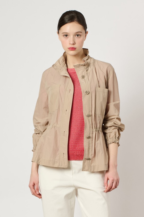 BCBG - 점퍼 - [24SU] 하이넥 드로우스트링 점퍼 - Light Beige B4M3R15071