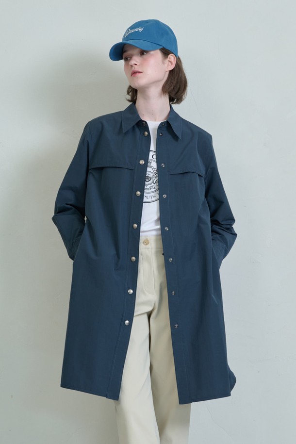 BCBG - 코트 / 패딩 - [24SP]싱글 롱 트렌치 - Navy B4S2N72155