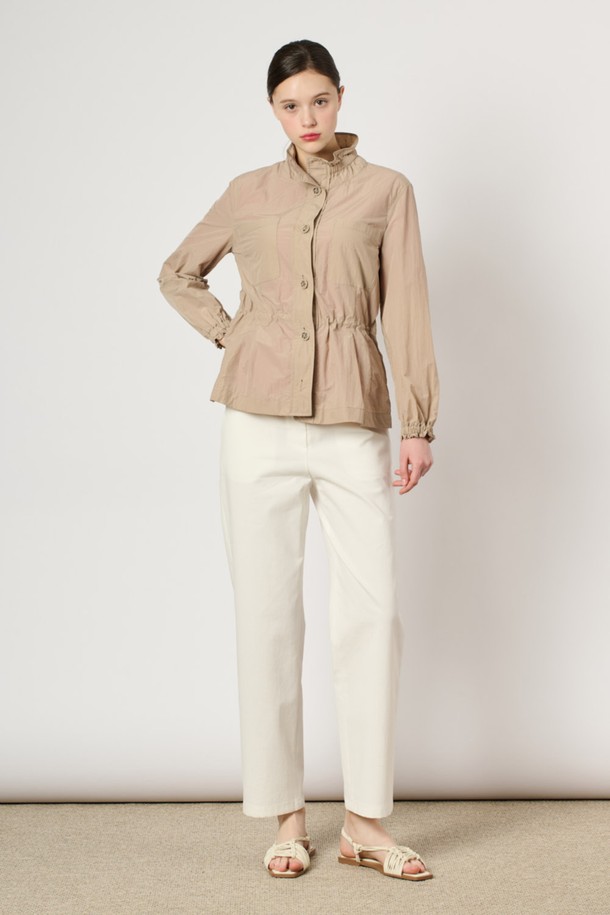 BCBG - 점퍼 - [24SU] 하이넥 드로우스트링 점퍼 - Light Beige B4M3R15071