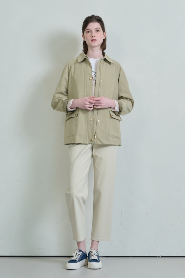 BCBG - 자켓 / 점퍼 - [24SP]아웃포켓 하프 점퍼 - Olive B4S2R16044