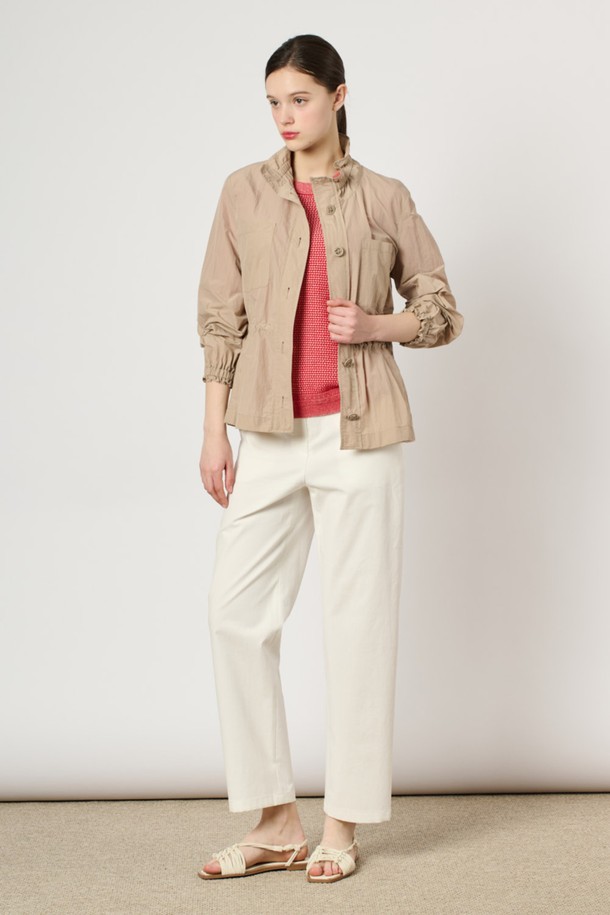 BCBG - 점퍼 - [24SU] 하이넥 드로우스트링 점퍼 - Light Beige B4M3R15071