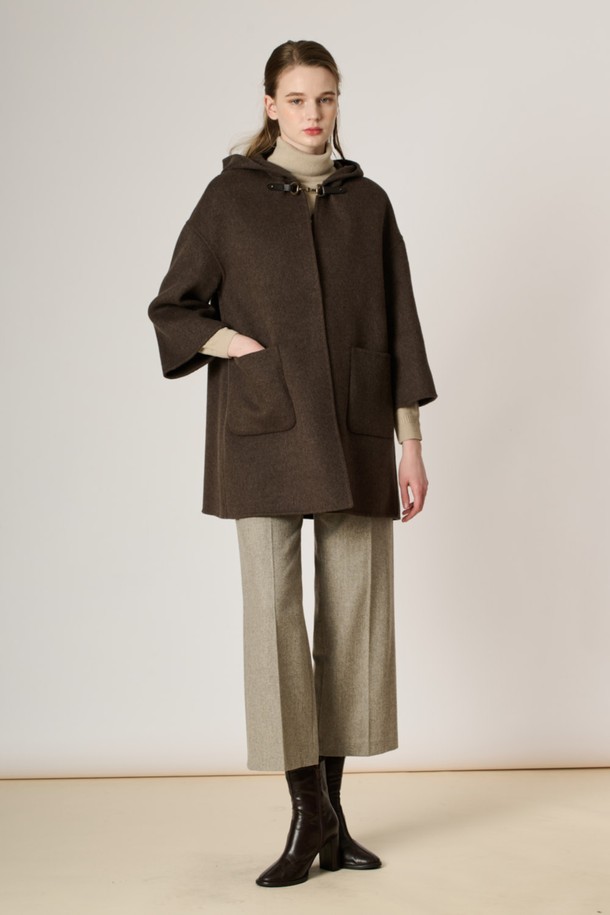 BCBG - 코트 - [23FW] 캐시미어 블랜드 클래식 후드 코트_D/Brown B3W9H80275