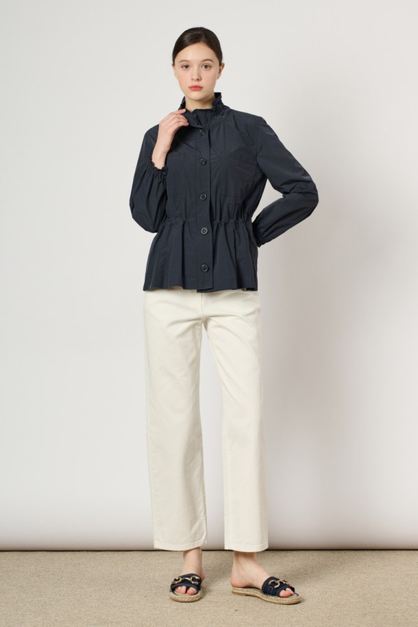 BCBG - 점퍼 - [24SU] 하이넥 드로우스트링 점퍼 - Navy B4M3R15055