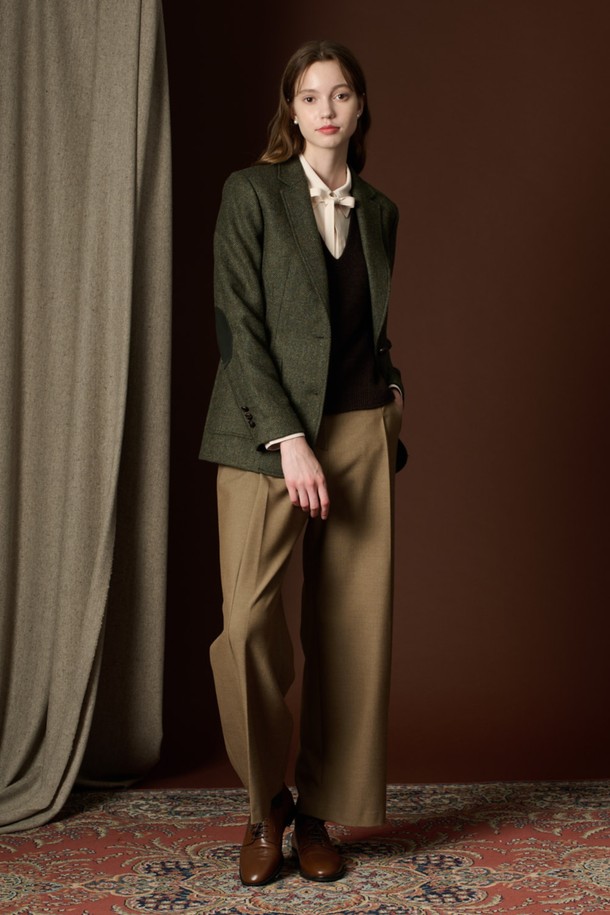 BCBG - 자켓 - [23WT]헤링본 싱글 자켓_Khaki B3W9J10445