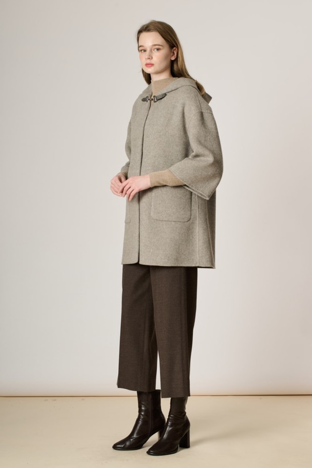 BCBG - 코트 - [23FW] 캐시미어 블랜드 클래식 후드 코트_L/M Gray B3W9H80296