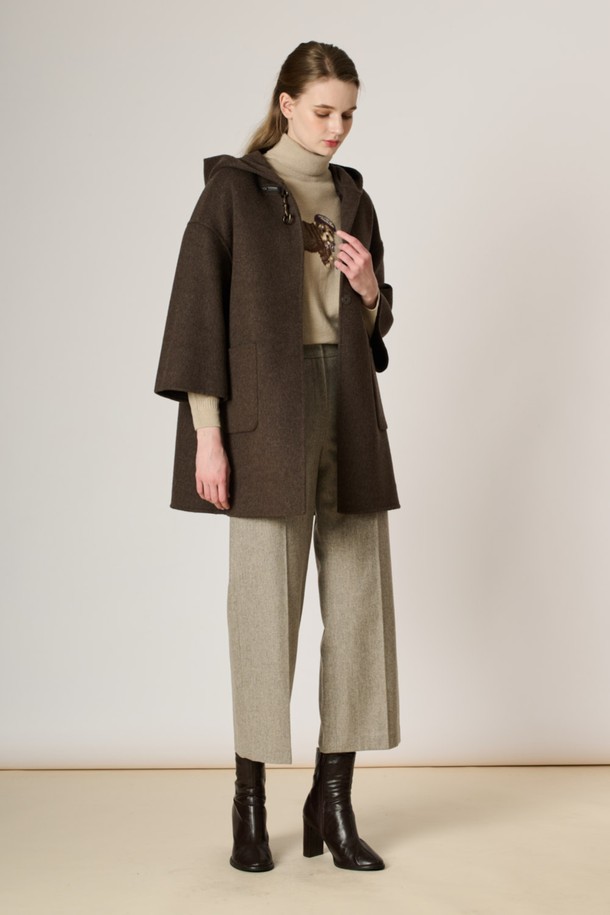 BCBG - 코트 - [23FW] 캐시미어 블랜드 클래식 후드 코트_D/Brown B3W9H80275