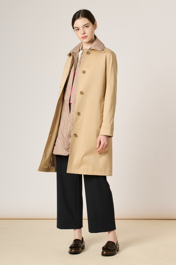 BCBG - 코트 / 패딩 - [24SP]퀼팅 라이너 트랜치 코트 - M/BEIGE B4S2N72572