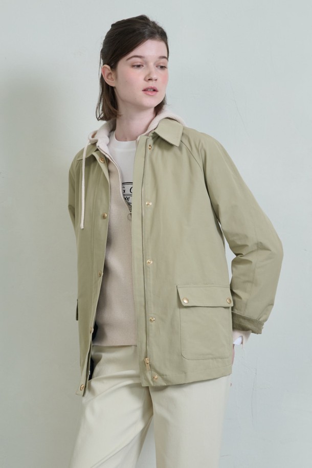 BCBG - 자켓 / 점퍼 - [24SP]아웃포켓 하프 점퍼 - Olive B4S2R16044