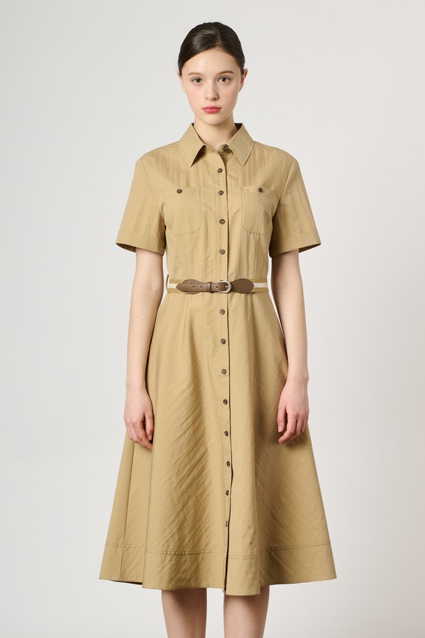 BCBG -  - [24SU]스티치 핏앤플레어 원피스 - Dark Beige B4M4O62673