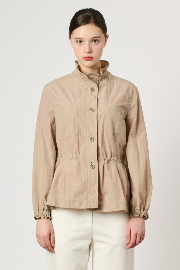 BCBG - 점퍼 - [24SU] 하이넥 드로우스트링 점퍼 - Light Beige B4M3R15071