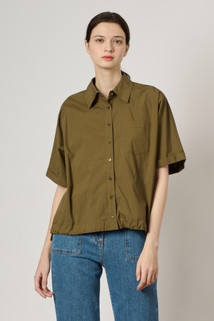 [24SU]솔리드 드로우스트링 셔츠 - Khaki B4M4B42145