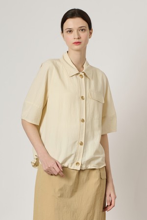 [24SU]드로우스트링 하프슬리브 셔츠 - Ivory B4M5B44313