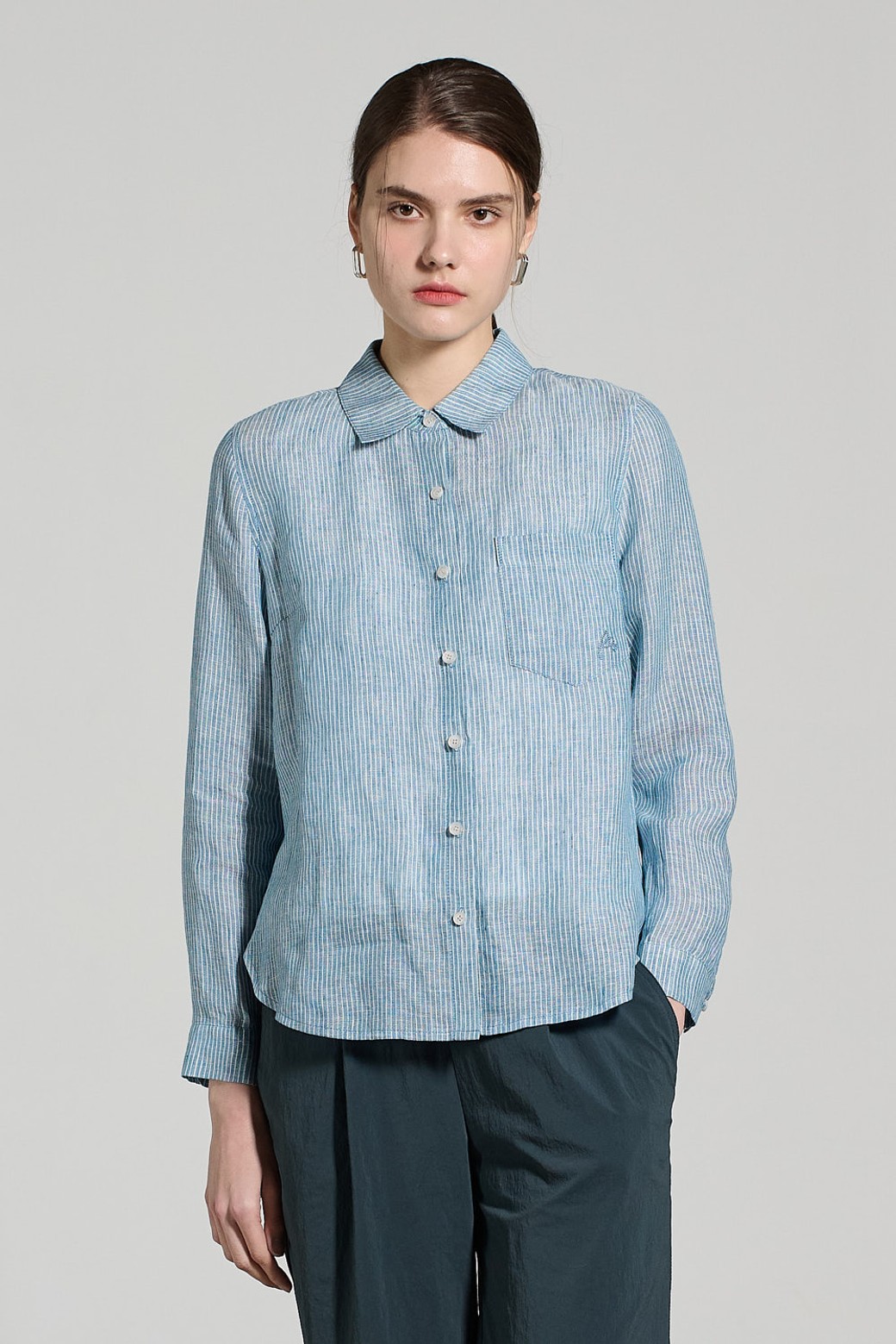 ALL&SUNDRY - 셔츠 - [25SU] 스트라이프 린넨 셔츠 - LIGHT BLUE A5M3B40451