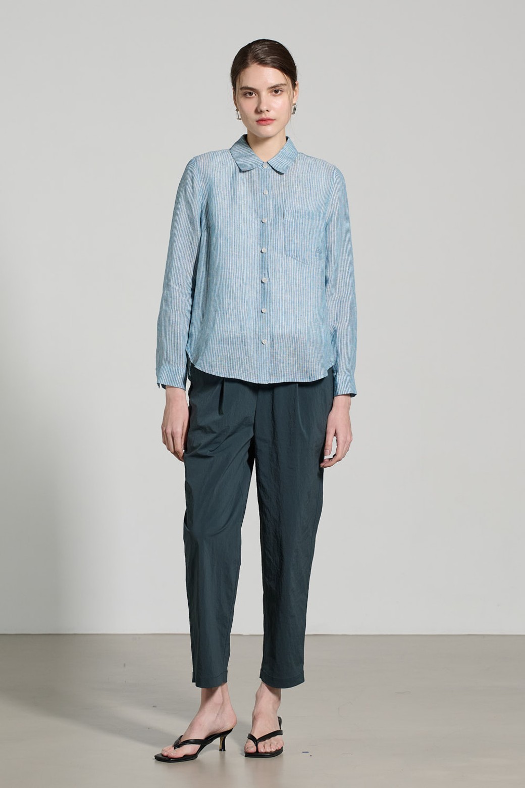 ALL&SUNDRY - 셔츠 - [25SU] 스트라이프 린넨 셔츠 - LIGHT BLUE A5M3B40451