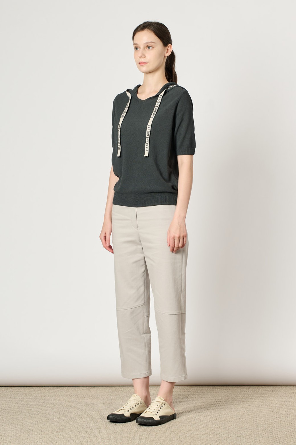 BCBG - 스웨터 - [24FA]후드 니트 탑 - Peacock Blue B4F7K40658
