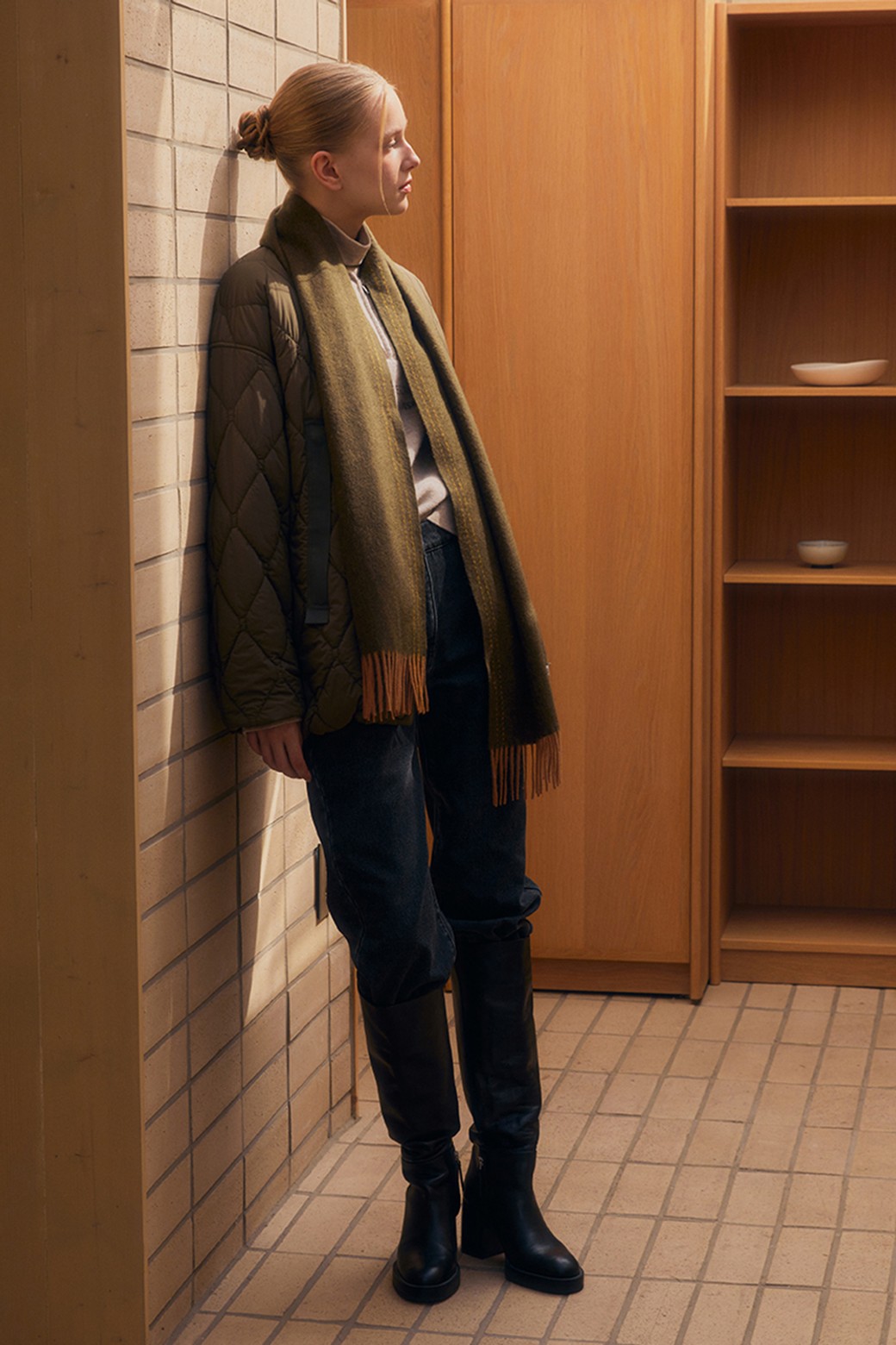 ALL&SUNDRY - 자켓 - [24WT]브이넥 오버핏 퀼팅자켓  - KHAKI A4W9J11645
