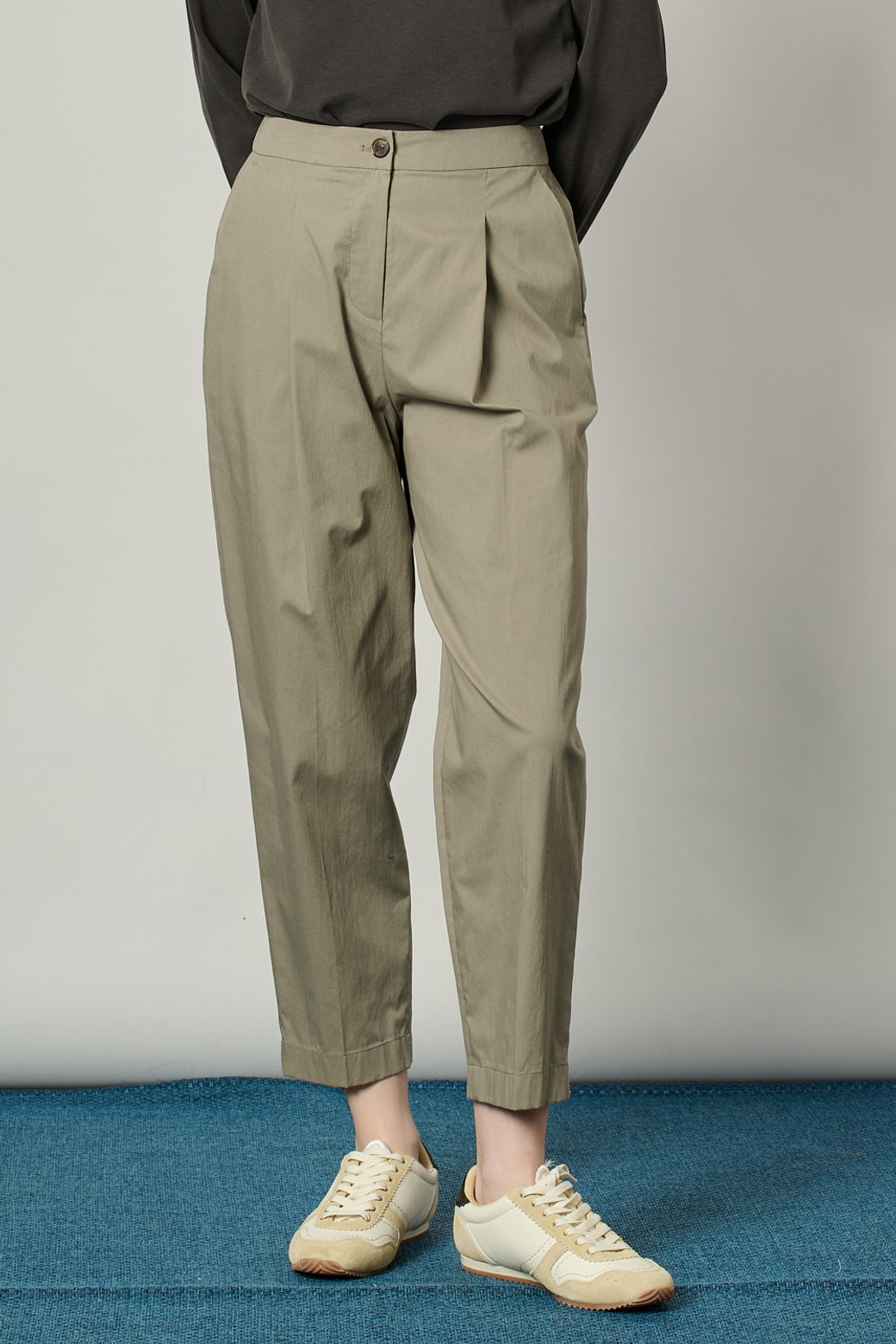 ALL&SUNDRY - 롱/미디팬츠 - [25SS] 앞턱 배기핏 팬츠 - KHAKI A5S2P32145