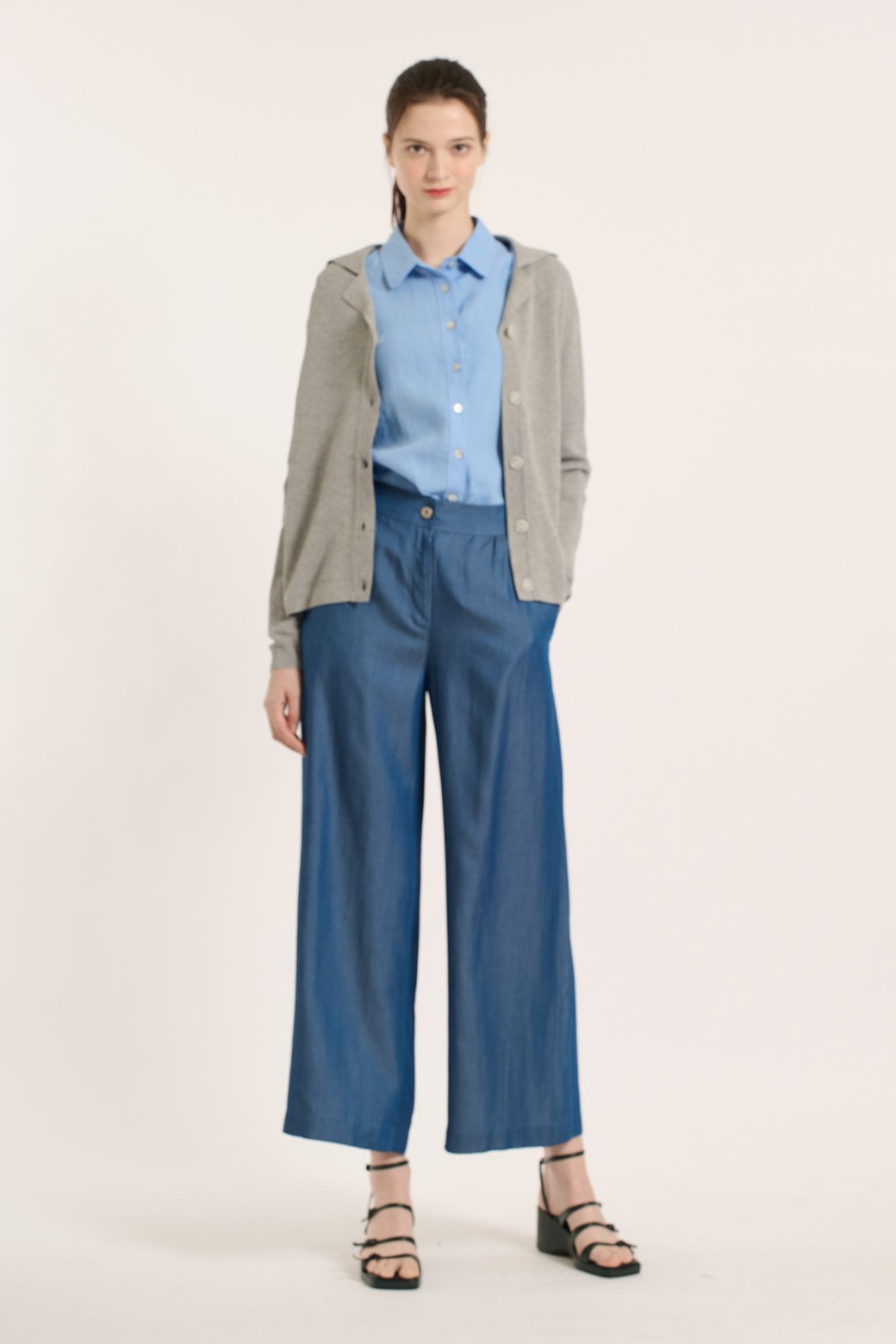 BCBG - 가디건 - [25SM] 카라넥 가디건 - MULTI M GRAY B5B4K10897