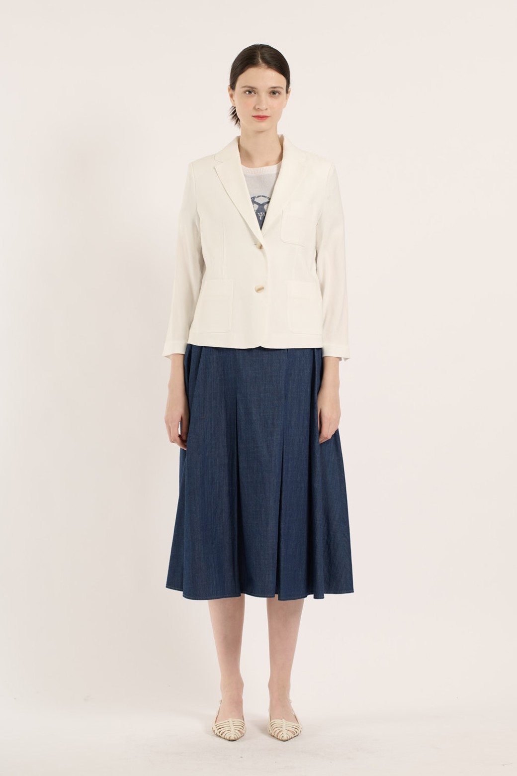 BCBG - 자켓 - [25SM] 린넨 크롭 자켓 - WHITE B5B4J12010