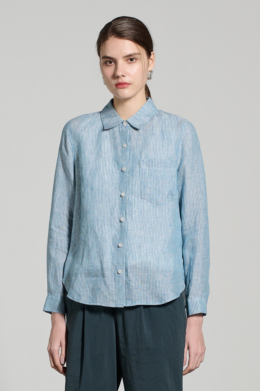 ALL&SUNDRY - 셔츠 - [25SU] 스트라이프 린넨 셔츠 - LIGHT BLUE A5M3B40451