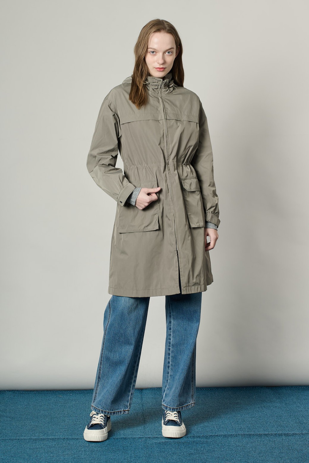 ALL&SUNDRY - 점퍼 - [25SS] 드로우스트링 후드 점퍼 - LIGHT KHAKI A5S2N72181