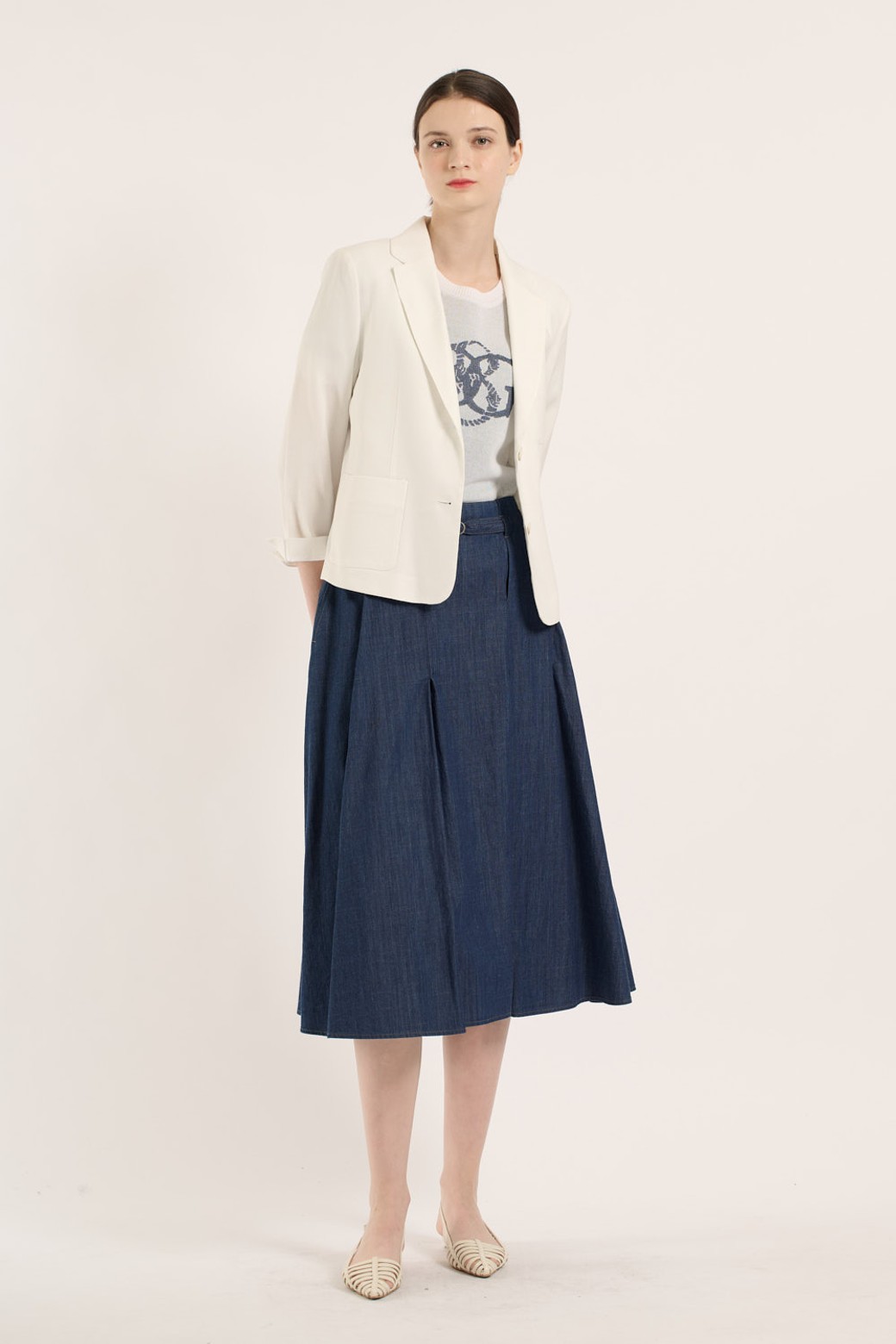 BCBG - 자켓 - [25SM] 린넨 크롭 자켓 - WHITE B5B4J12010