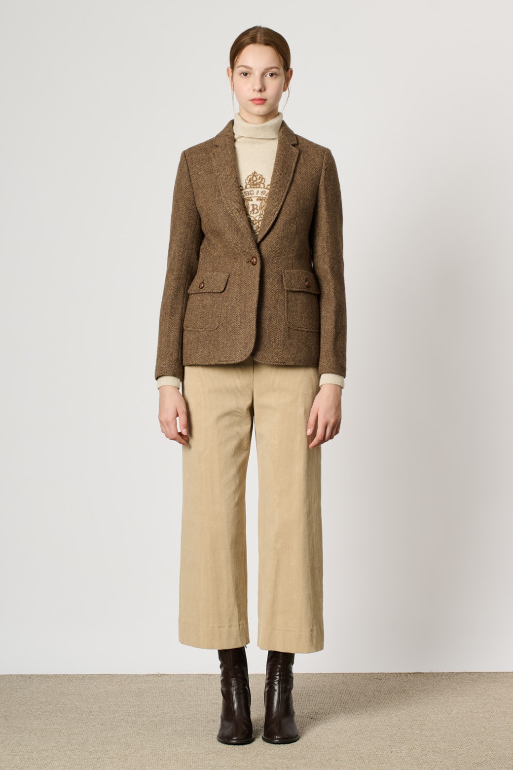 24WT] 클래식 헤링본 자켓 - M BEIGE B4W9J10372_BCBG - 코오롱몰