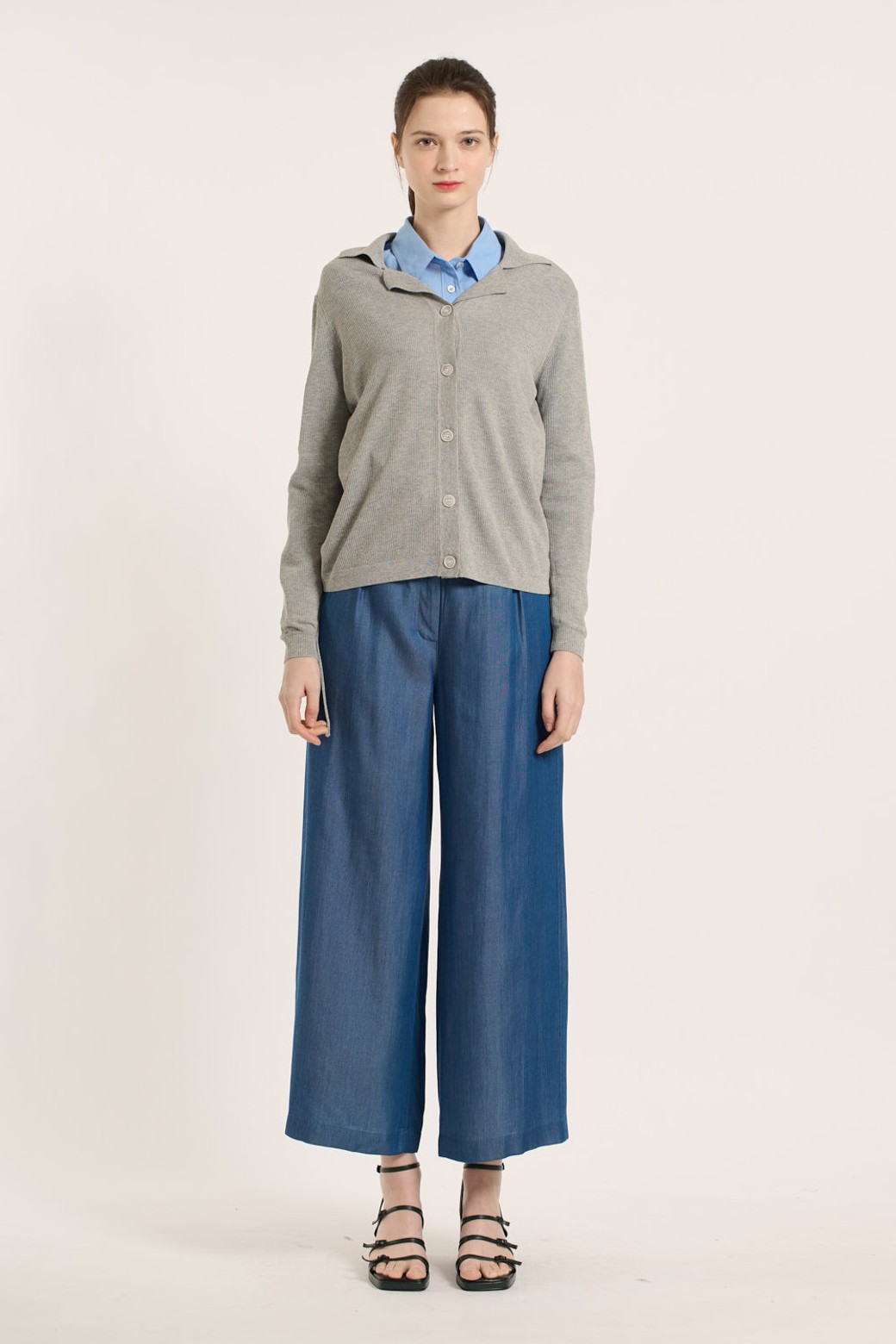 BCBG - 가디건 - [25SM] 카라넥 가디건 - MULTI M GRAY B5B4K10897