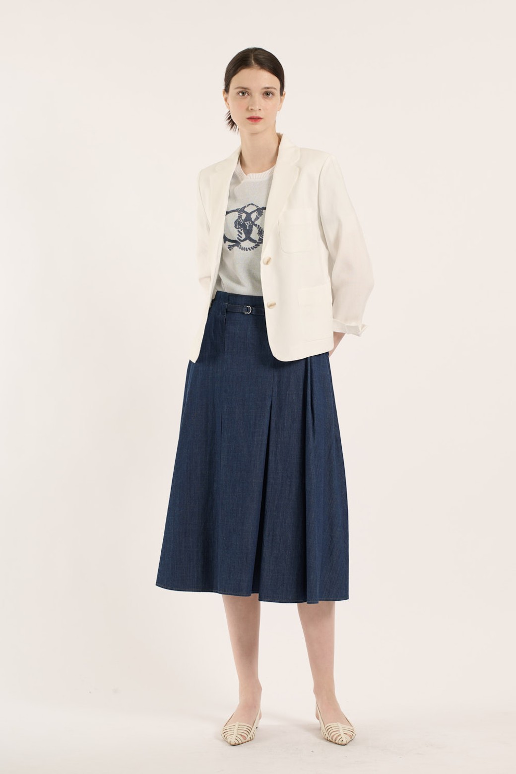 BCBG - 자켓 - [25SM] 린넨 크롭 자켓 - WHITE B5B4J12010