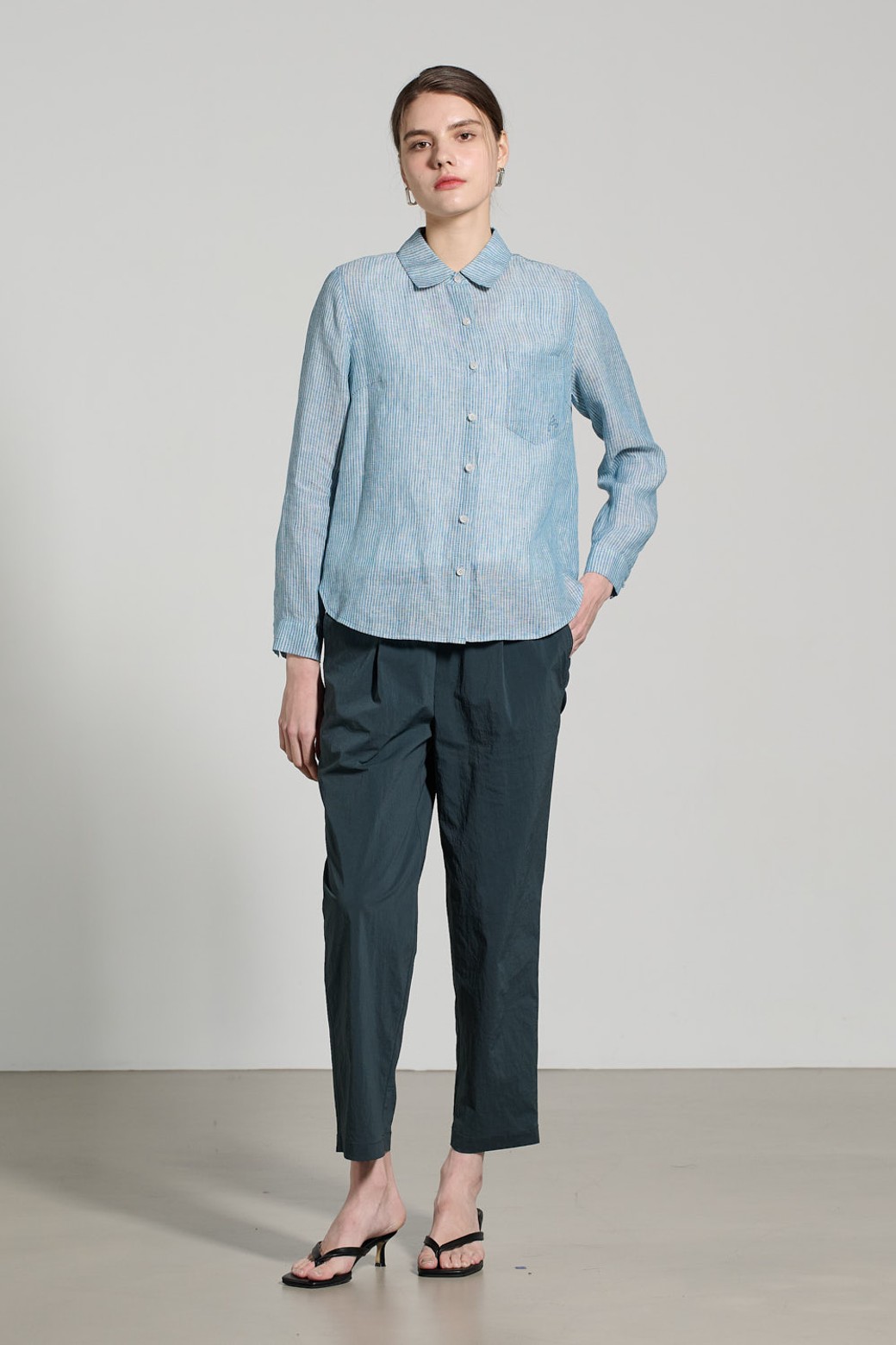 ALL&SUNDRY - 셔츠 - [25SU] 스트라이프 린넨 셔츠 - LIGHT BLUE A5M3B40451