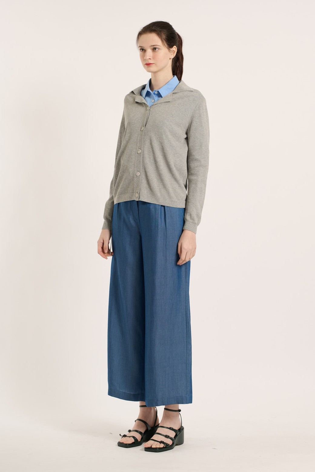 BCBG - 가디건 - [25SM] 카라넥 가디건 - MULTI M GRAY B5B4K10897