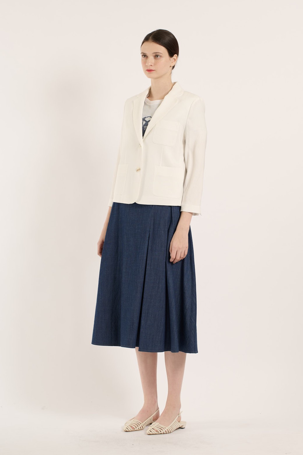 BCBG - 자켓 - [25SM] 린넨 크롭 자켓 - WHITE B5B4J12010