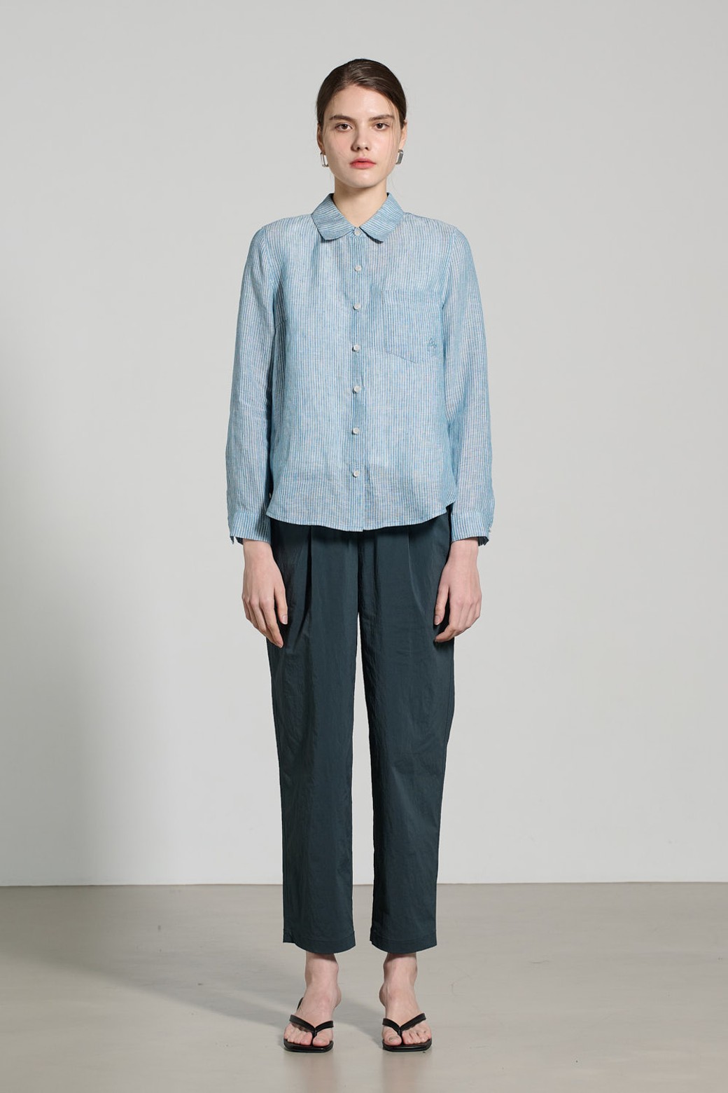 ALL&SUNDRY - 셔츠 - [25SU] 스트라이프 린넨 셔츠 - LIGHT BLUE A5M3B40451
