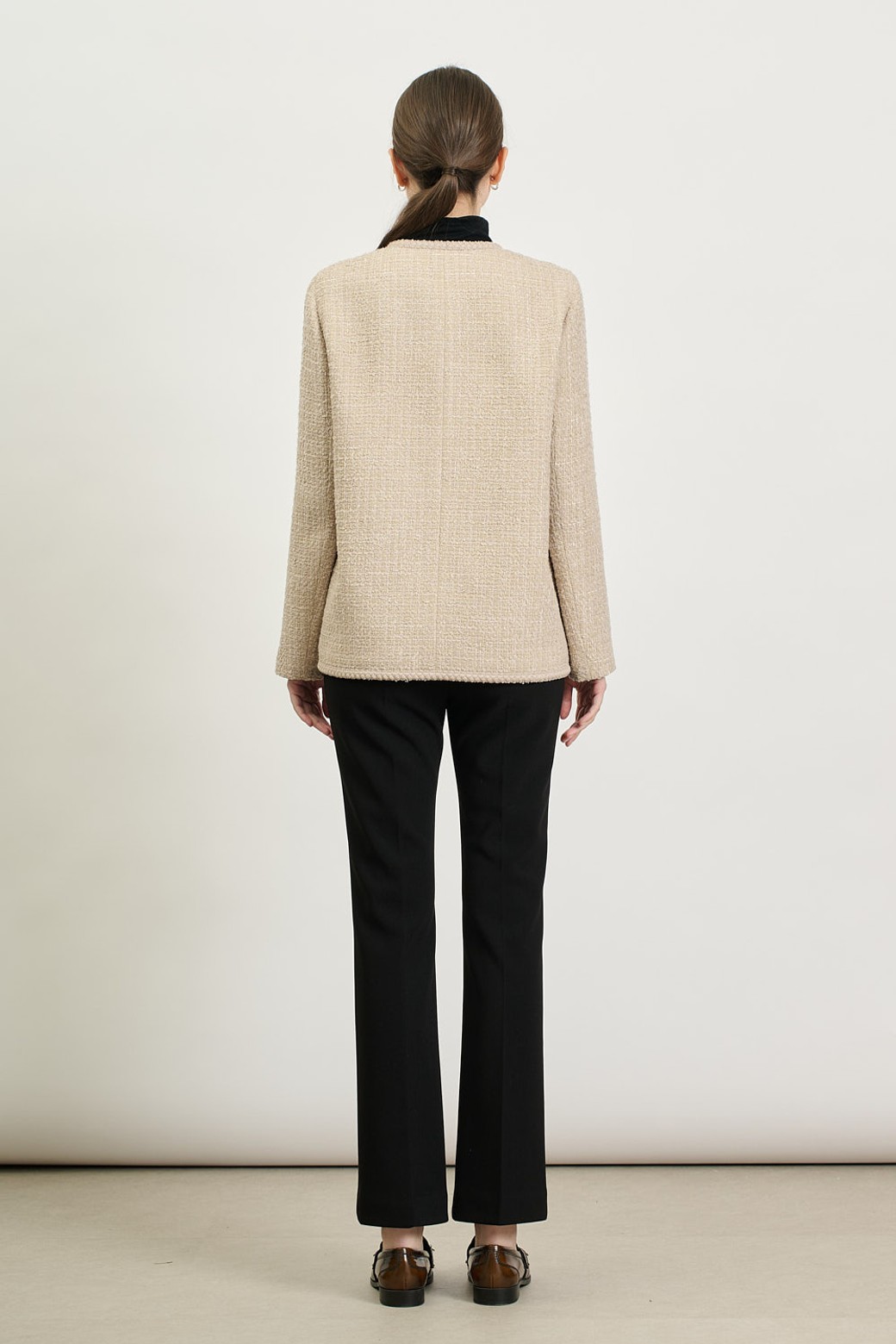 BCBG - 자켓 - [25SP] 플랫포켓 트위드 자켓 - LIGHT BEIGE B5S1J11071