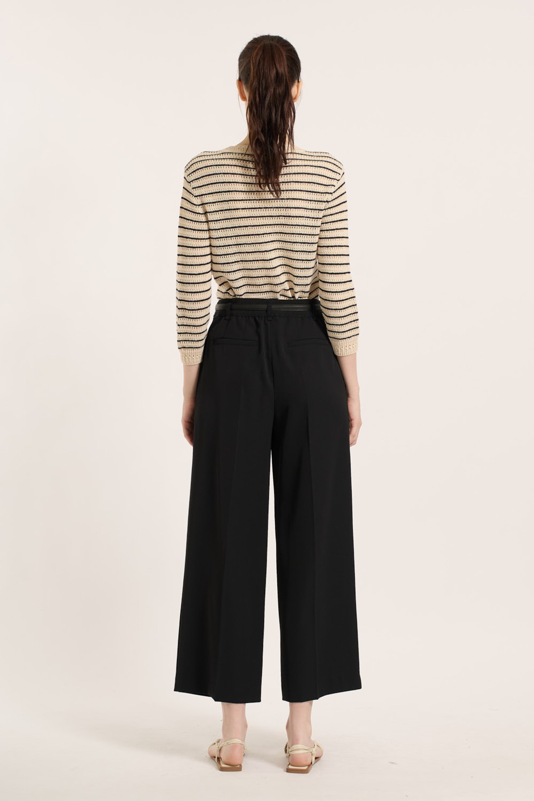BCBG - 롱/미디팬츠 - [25SM] 벨트세트 와이드 슬렉스 - BLACK B5B3P30799