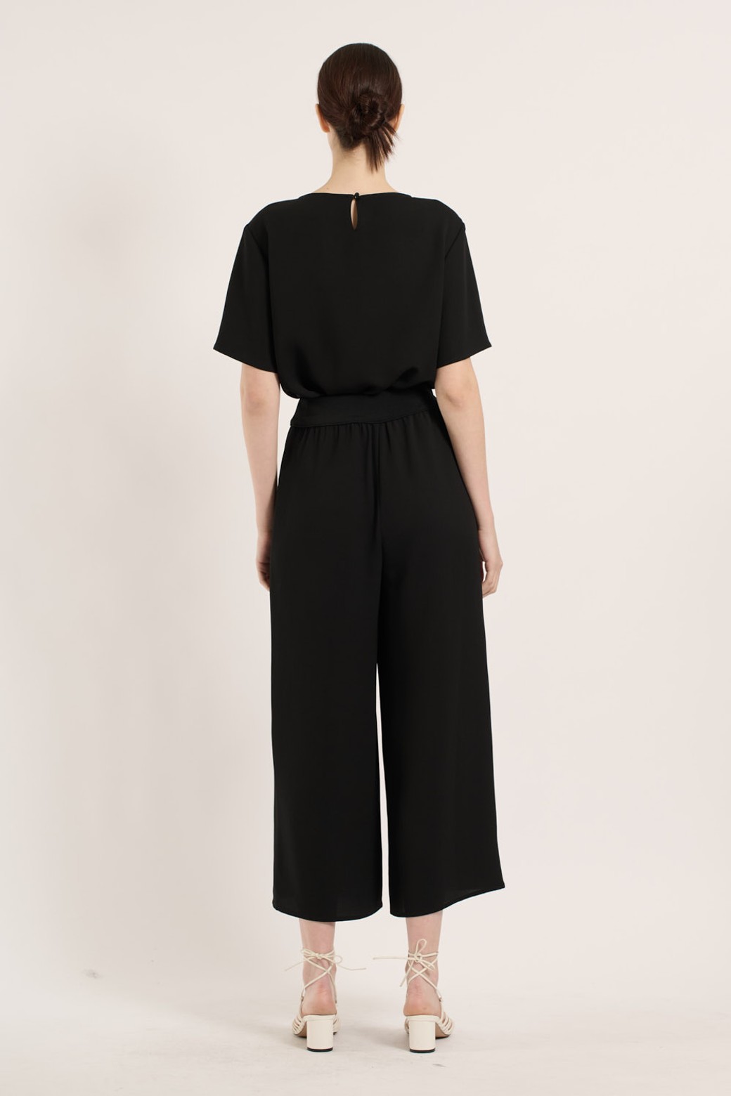BCBG - 롱/미디팬츠 - [25SU] 와이드 시보리 팬츠 - BLACK B5B4P38699