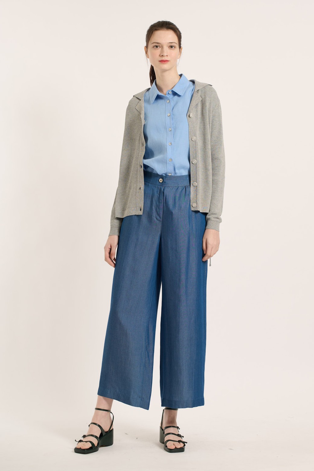 BCBG - 가디건 - [25SM] 카라넥 가디건 - MULTI M GRAY B5B4K10897