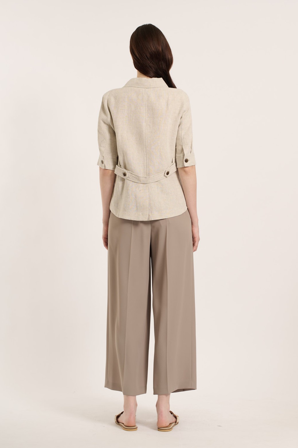 BCBG - 자켓 - [25SM] 아웃포켓 반팔 자켓 - OATMEAL B5B4J12377