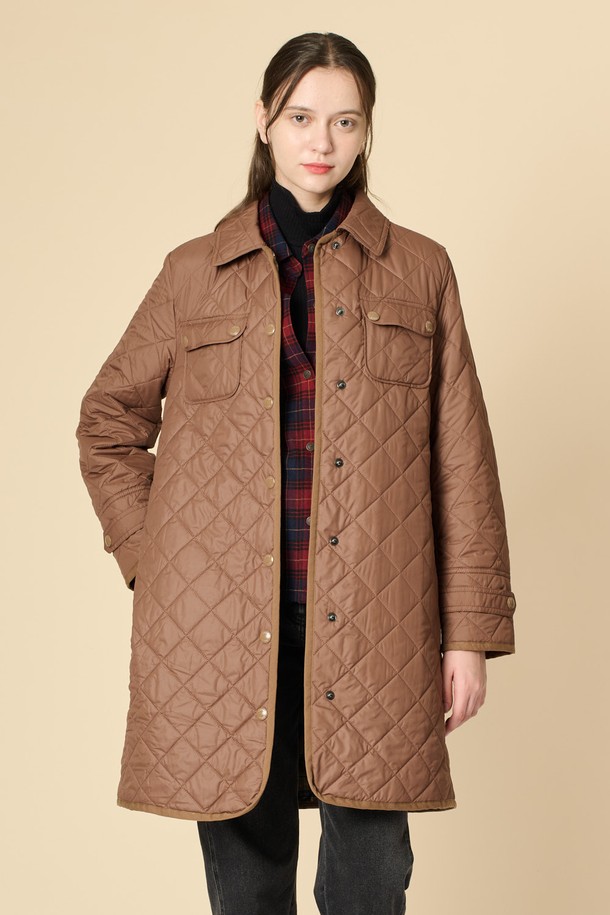 BCBG - 점퍼 - [24WT]벨티드 퀼팅 점퍼 - DARK BEIGE B4W9R13573