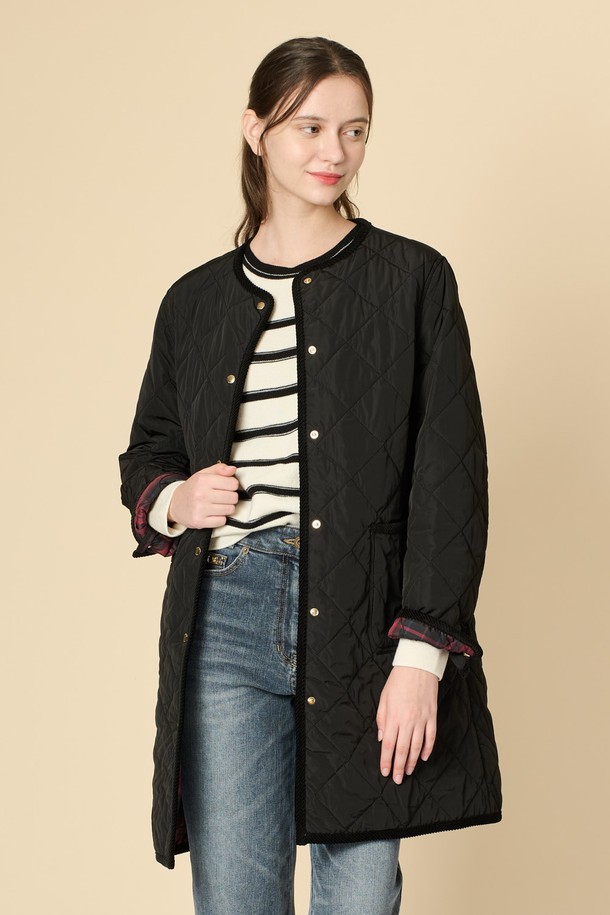 BCBG - 점퍼 - [24WT]라운드 퀼팅 점퍼 - BLACK B4W9R13199