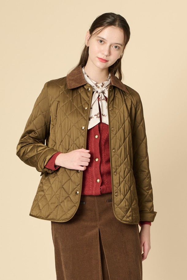 BCBG - 점퍼 - [24WT] 코듀로이 블록 퀼팅 점퍼 - KHAKI B4W9R13045